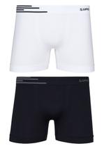 Kit Cueca Boxer Microfibra Lupo - Branco/Preto - 00436 Pau a Pique