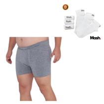 Kit Cueca Boxer Plus Size Trifil - Tam.GG1 - Cor:Cinza Mescla + Kit 3 Meias Sapatilha Tamanho:39 - Cor:Branco