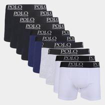 Kit Cueca Boxer Polo London Club Elástico Estampado 10 Peças