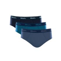 Kit Cueca Mash Slip Masculina 010.04 Azul/Azul/Azul