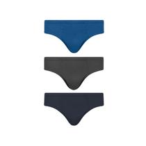 Kit Cueca Selene Slip 3 Peças 11910 Marinho/Cinza/Royal Kit Cueca Selene Slip 3 Peças 11910 Marinho/Cinza/Royal
