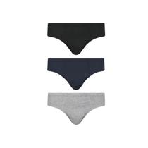 Kit Cueca Selene Slip 3 Peças 11910 Preto/Cinza/Marinho