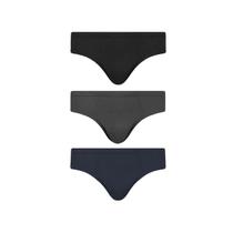 Kit Cueca Selene Slip 3 Peças 11910 Preto/Marinho/Mescla