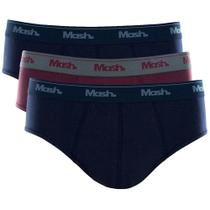 Kit Cueca Slip Mash 3 Peças Masculina Algodão Elástico