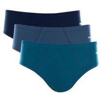 Kit Cueca Slip Mash 3 Peças Masculina Elástico Algodão