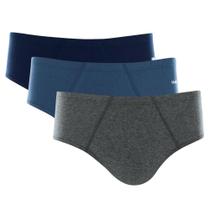 Kit Cueca Slip Mash 3 Peças Masculina Elástico Algodão