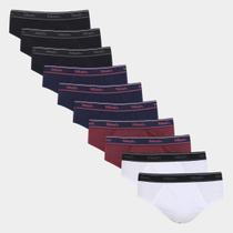 Kit Cueca Slip Mash Cotton Elástico 10 Peças