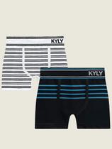 Kit cuecas boxer branca e azul (listradas)