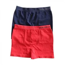 Kit Cuecas Boxer Infantil 2 Peças Azul Marinho e Vermelho Tamanho 8 - Basic+ Kit Cuecas Boxer Infantil 2 Peças Azul Marinho e Vermelho Tamanho 8 - Basic+