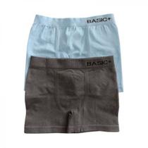 Kit Cuecas Boxer Infantil 2 Peças Mescla e Azul Claro Tamanho 8 - Basic+ Kit Cuecas Boxer Infantil 2 Peças Mescla e Azul Claro Tamanho 8 - Basic+