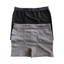 Kit Cuecas Boxer Infantil 2 Peças Preta e Mescla P - Basic+ Kit Cuecas Boxer Infantil 2 Peças Preta e Mescla P - Basic+
