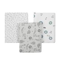 Kit Cueiro Bebê Flanelado 3 Pçs Estampa Selva Papi 80x60cm