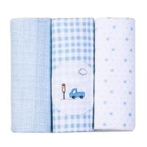 Kit Cueiro Bebê Manta Bordados Azul Carros Papi 80 x 80Cm Kit Cueiro Bebê Manta Bordados Azul Carros Papi 80 x 80Cm