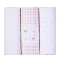 Kit Cueiro Bebê Manta Bordados Libélula Rosa Papi 80 x 80Cm Kit Cueiro Bebê Manta Bordados Libélula Rosa Papi 80 x 80Cm