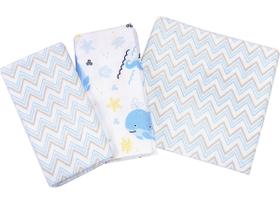 Kit Cueiro Bebe Mantinha 50cmx80cm Menino 100% Algodão Kit Cueiro Bebe Mantinha 50cmx80cm Menino 100% Algodão