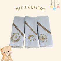 Kit Cueiro Flanelado Bordado 3 Peças para Bebê 100% Algodão MODELO:MASCULINOCOR:BEGE Kit Cueiro Flanelado Bordado 3 Peças para Bebê 100% Algodão MODELO:MASCULINOCOR:BEGE