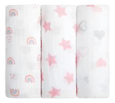Kit Cueiro Fralda De Pano Soft Estampado 1,0X80 Papi C/3 Ros
