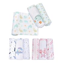 Kit Cueiro Manta Flanelada Bebê 3 Peças Bordado e Estampado 80cmx80cm Menina ou Menino Algodão Minasrey Kit Cueiro Manta Flanelada Bebê 3 Peças Bordado e Estampado 80cmx80cm Menina ou Menino Algodão Minasrey