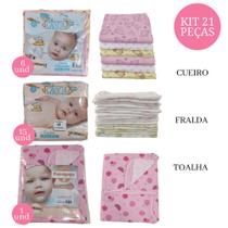 Kit cueiros + toalha + fraldas menina - LET BABY BOLSAS DE MATERNIDADE