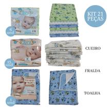 Kit cueiros + toalha + fraldas menino - LET BABY BOLSAS DE MATERNIDADE