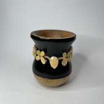 kit Cuia de Madeira Imbuia Preta Com choker luxo