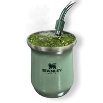 Kit Cuia Térmica Stanley Mate Class Dried Pine 230 ml Bomba Stanley Colher Hammertone Green