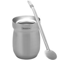 Kit Cuia Térmica Tramontina em Aço Inox + Bomba de Chimarrão