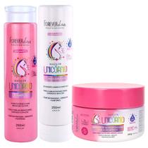 Kit Cuidado Completo: Shampoo, Condicionador e Máscara de Nutrição Magia de Unicórnio Forever Liss