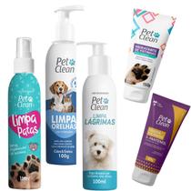 Kit Cuidado Higiene Pet Limpa Patas Lágrimas Orelhas e Hidratante de Patas e Focinho Pet Clean