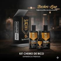 Kit Cuidado Masculino Barber Line Cheiro Rico: Balm, Shampoo e Óleo Hidratante