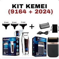 KIT Cuidado Masculino (KEMEI 2024 + 9164) bivolt e fácil de manusear
