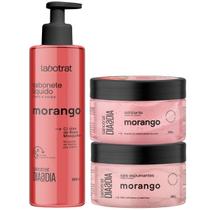 Kit Cuidado no Seu Banho Labotrat Morango Esfoliante Sais de Banho e Sabonete Pele Suave e Macia