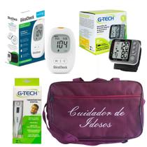 Kit cuidador de idosos medidor de pressão digital G-tech Lite e Termômetro Preto