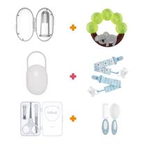 Kit cuidados coala urso azul,prendedor,mord.pente escova