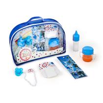 Kit Cuidados com Bebê azul Acessórios para Boneca -001008- Fralda Mamadeira Bolsa Infantil ED! Brinquedos - ED1 Briqnuedos