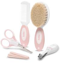 Kit Cuidados Escova Pente Infantil Com 5 Itens Rosa Buba