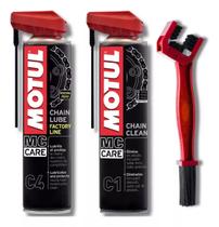 Kit cuidados motul c1 chain clean e c4 chain lube + escova Kit cuidados motul c1 chain clean e c4 chain lube + escova