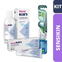 KIT Cuidados para Dentes Sensíveis (Enxague + Creme Dental Sensikin + Escova Oral-B)