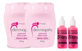 Kit Cuidados para os Pés: 2 Dermopés Creme Para Tratamento + 2 Delima Milagroso - Evita Rachaduras nos Pés Kit Cuidados para os Pés: 2 Dermopés Creme Para Tratamento + 2 Delima Milagroso - Evita Rachaduras nos Pés