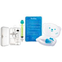 Kit Cuidados Saúde Bebê 4 Peças Bolsa Térmica Gel, Aspirador Nasal Sucção, Lavador Nasal e Dosador Remédio Chupeta Buba