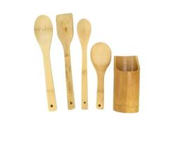 Kit Culinário Colher Bambu Peças Utensílios Cozinha Suporte - CLINK