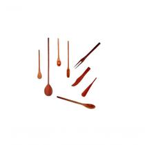 Kit Culinário De Pau Madeira Colher Espátula Garfo Faquinha