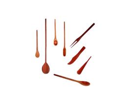 Kit Culinário De Pau Madeira Colher Espátula Garfo Faquinha