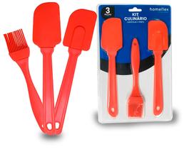 Kit Culinário Espátula Pincel 3 Peças Silicone