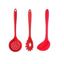 Kit Culinário Silicone Concha + Escumadeira + Pegador