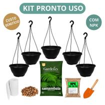 Kit Cultivo Plantio Rosa do Deserto ou Samambaia - Cuia Preta, Substrato, NPK, Manta e Argila Gardenzy - Pronto uso