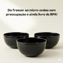 Kit Cumbuca Bowl Cores Neutras 600ML Para Sopa E Sobremesa Sopas Caldos Gelatinas Açai KIT CUMBUCA 600ML:Preto c/3und