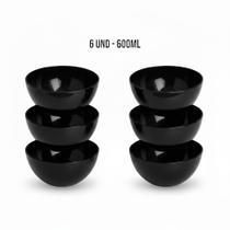 Kit Cumbuca Bowl Cores Neutras 600ML Para Sopa E Sobremesa Sopas Caldos Gelatinas Açai KIT CUMBUCA 600ML:Preto c/6und