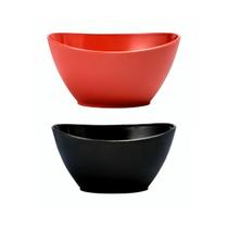 Kit Cumbuca Bowl Oval Estilo Oriental Preta e Vermelha 10 Un - Qualiplas