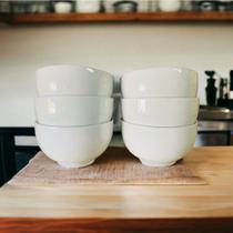 Kit Cumbuca Porcelana Branca 440ml 6 Peças Bowl Tigela